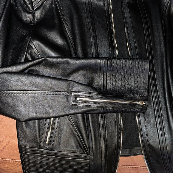 Women's Black Leather Jacket - Picture 2 of 5